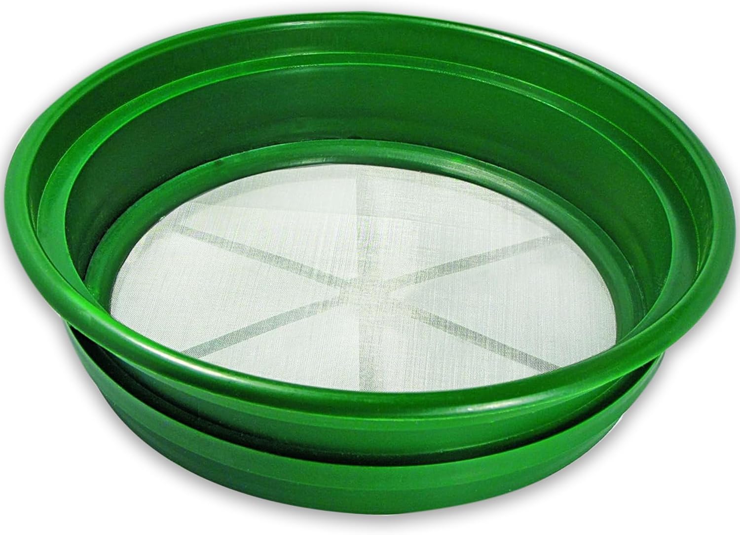 13.25 Inch Wide Stackable Classifier Gold Prospecting Pan - 1/8 Inch Stainless Steel Mesh Sifting Pan, Green