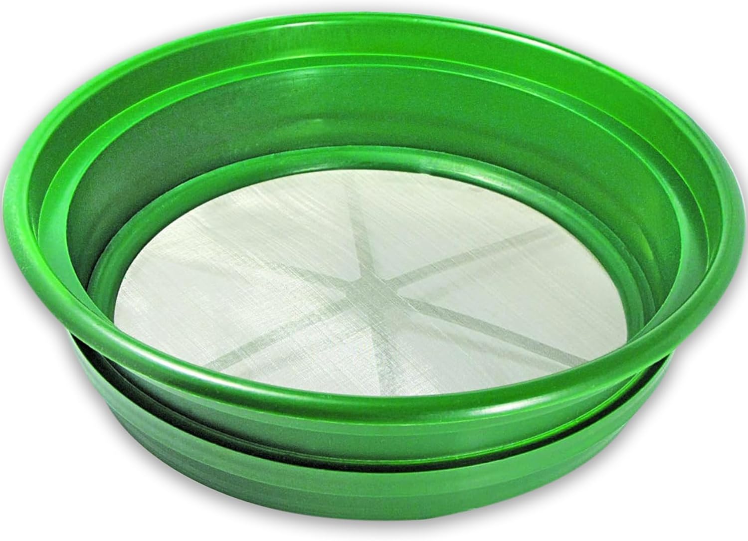 13.25 Inch Wide Stackable Classifier Gold Prospecting Pan - 1/8 Inch Stainless Steel Mesh Sifting Pan, Green