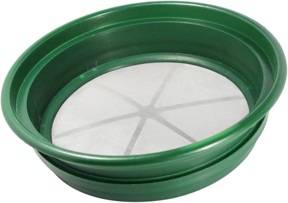 13.25 Inch Wide Stackable Classifier Gold Prospecting Pan - 1/8 Inch Stainless Steel Mesh Sifting Pan, Green