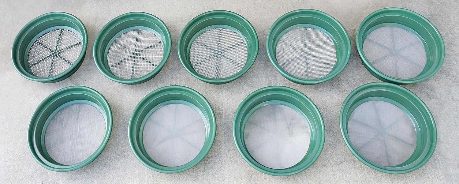 13.25 Inch Wide Stackable Classifier Gold Prospecting Pan - 1/8 Inch Stainless Steel Mesh Sifting Pan, Green