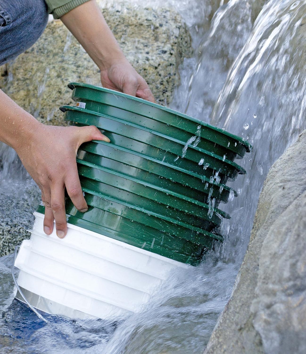 13.25 Inch Wide Stackable Classifier Gold Prospecting Pan - 1/8 Inch Stainless Steel Mesh Sifting Pan, Green