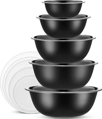 10-Piece Stainless Steel Mixing Bowl Set with Lids for Food Prep & Storage | Mixing Bowls with Lids Set - .75, 1, 1.5, 3 & 5 Quart Kitchen Bowls, Rustproof Metal Nesting Bowls, Dishwasher Safe
