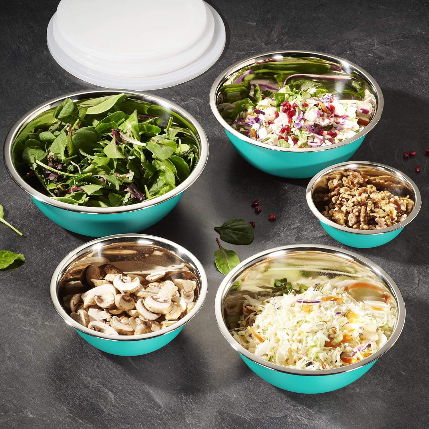 10-Piece Stainless Steel Mixing Bowl Set with Lids for Food Prep & Storage | Mixing Bowls with Lids Set - .75, 1, 1.5, 3 & 5 Quart Kitchen Bowls, Rustproof Metal Nesting Bowls, Dishwasher Safe