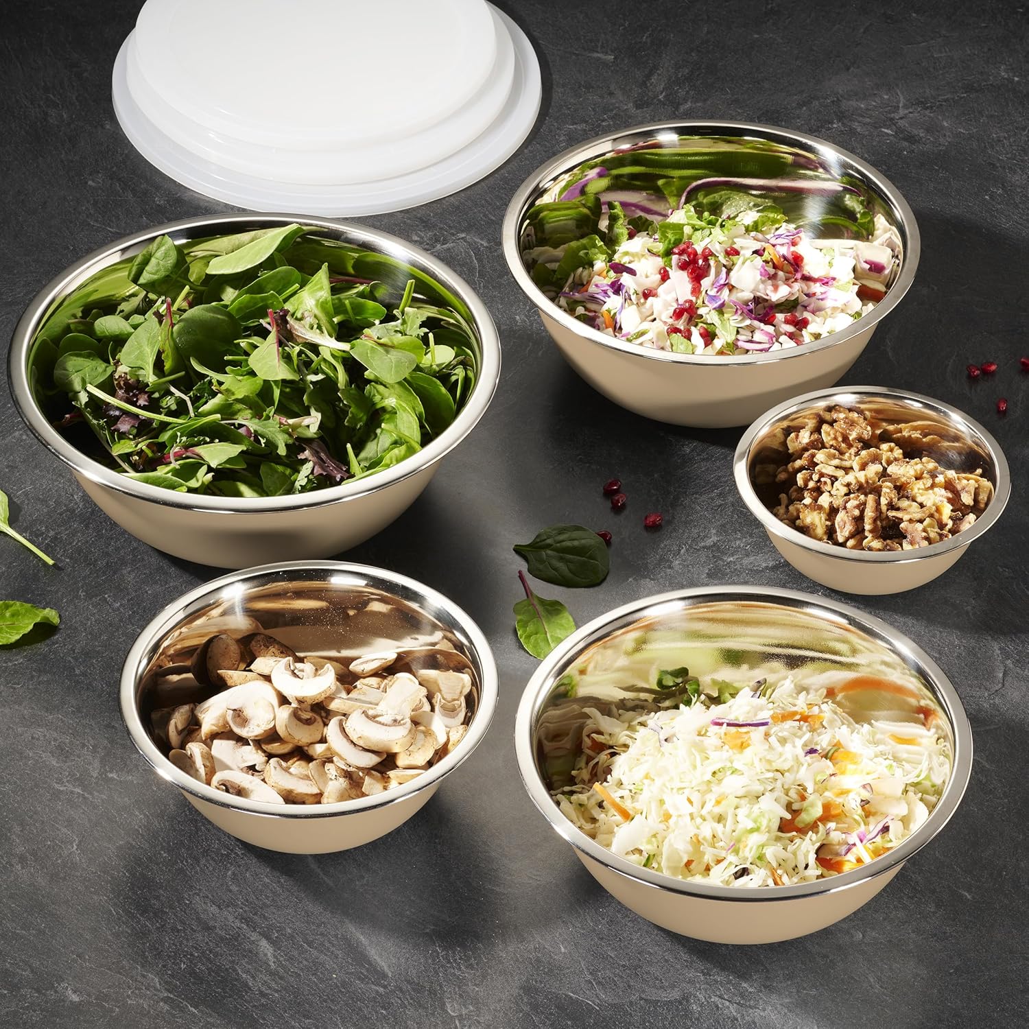 10-Piece Stainless Steel Mixing Bowl Set with Lids for Food Prep & Storage | Mixing Bowls with Lids Set - .75, 1, 1.5, 3 & 5 Quart Kitchen Bowls, Rustproof Metal Nesting Bowls, Dishwasher Safe