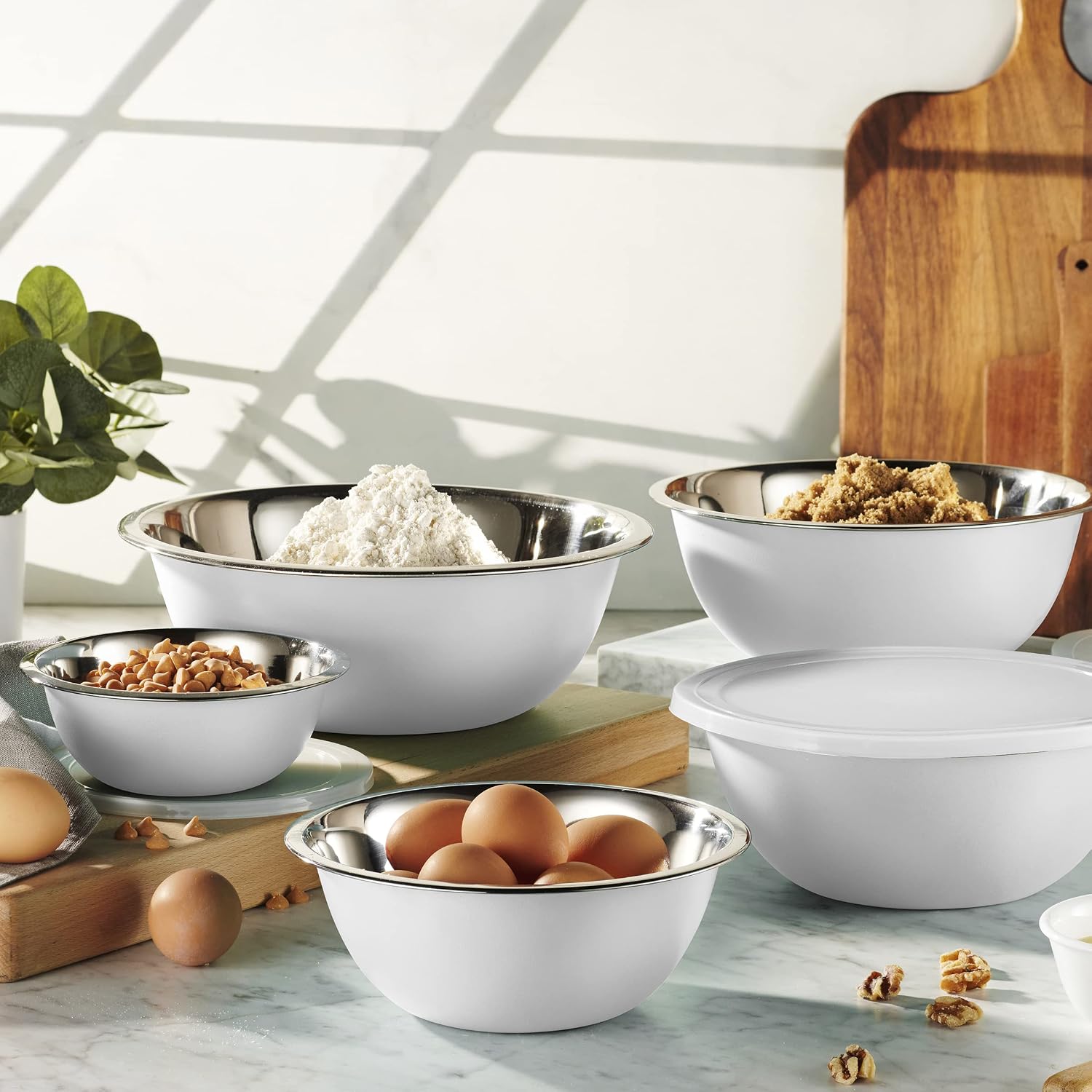 10-Piece Stainless Steel Mixing Bowl Set with Lids for Food Prep & Storage | Mixing Bowls with Lids Set - .75, 1, 1.5, 3 & 5 Quart Kitchen Bowls, Rustproof Metal Nesting Bowls, Dishwasher Safe