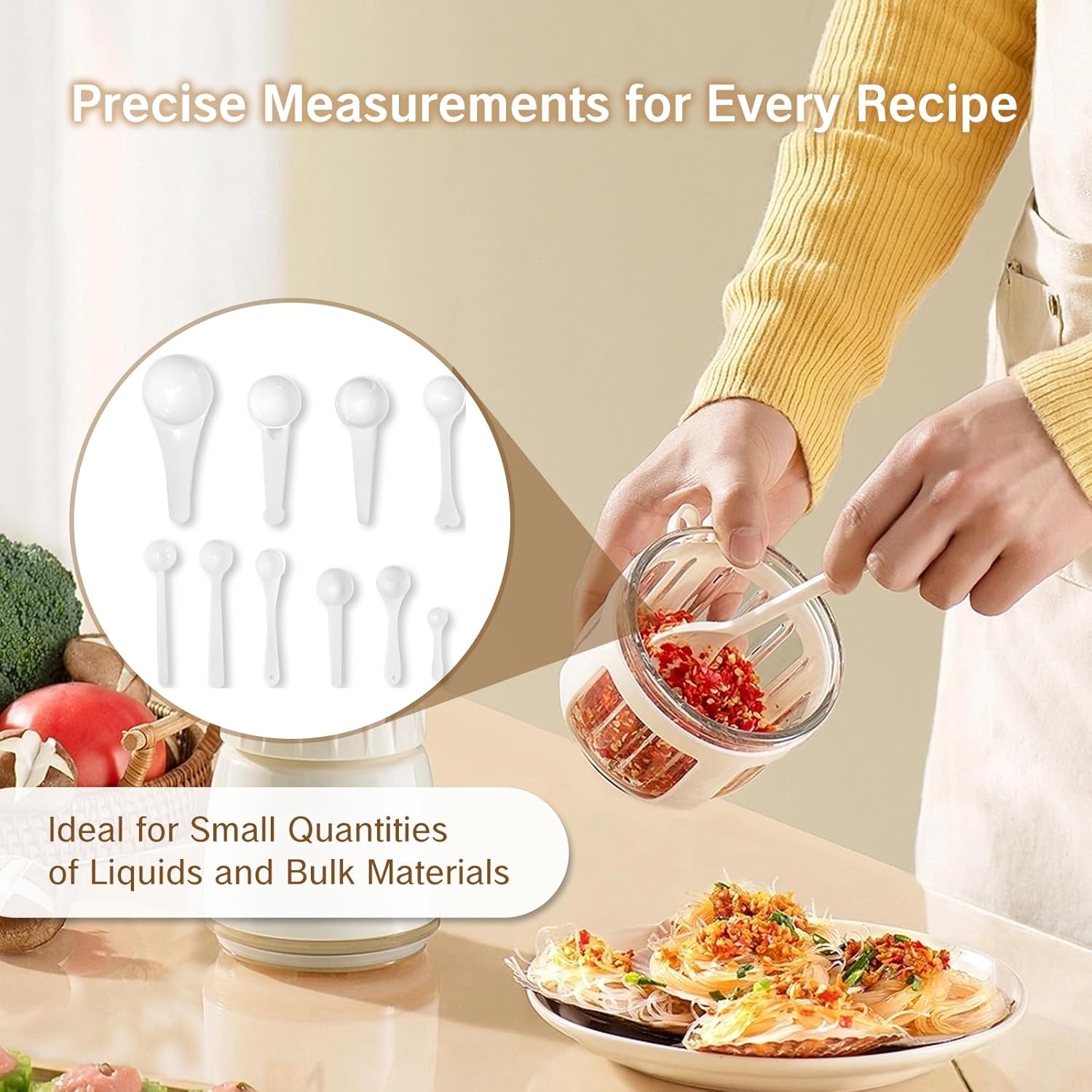 10Pcs Plastic Measuring Spoons Set Gram Cup Powder Scoops 0.25g 0.5g 1g 1.5g 2g 3g 5g 7.5g 10g 15g Adjustable Measuring Spoons for Powder Bead Coffee Spices Dry Goods