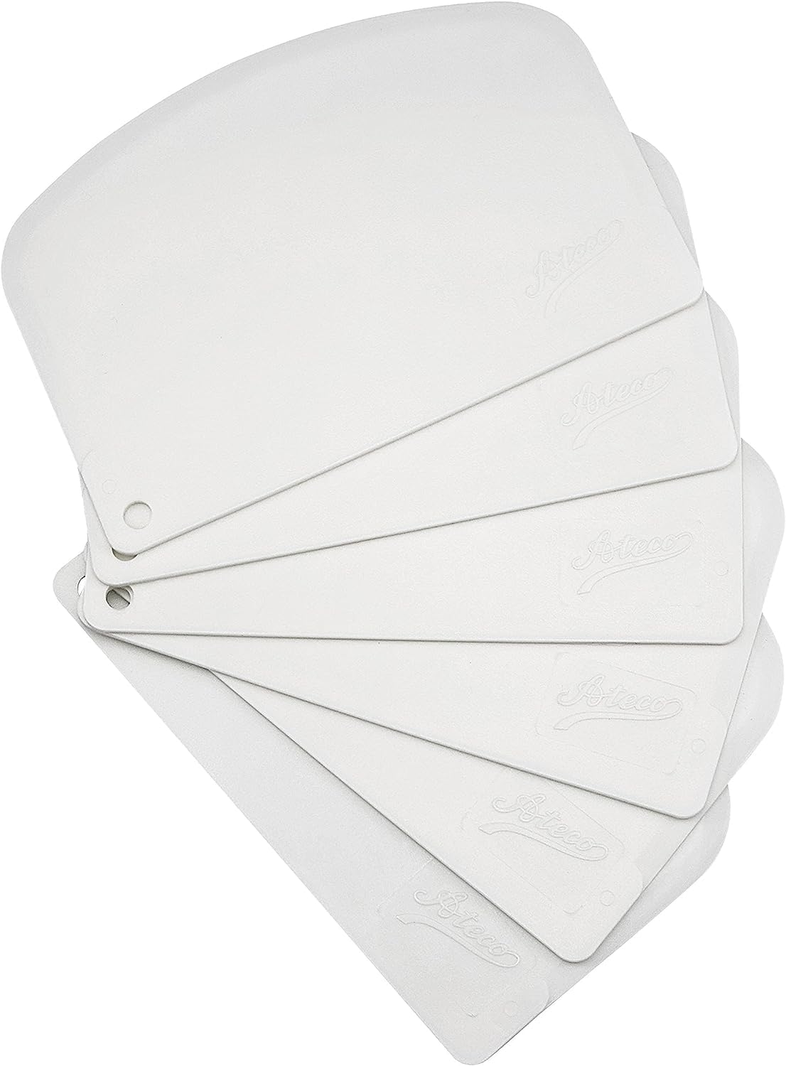 1303 Bowl Scraper Set, Flexible Food-safe Plastic, White, 6-Pieces