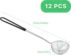 12 Pieces Hot Pot Strainer Scoops, 2.5 Inch Stainless Steel Spider Strainer Skimmer, Hot Pot Ladle with Insulated Handle for Kitchen Cooking Frying Food