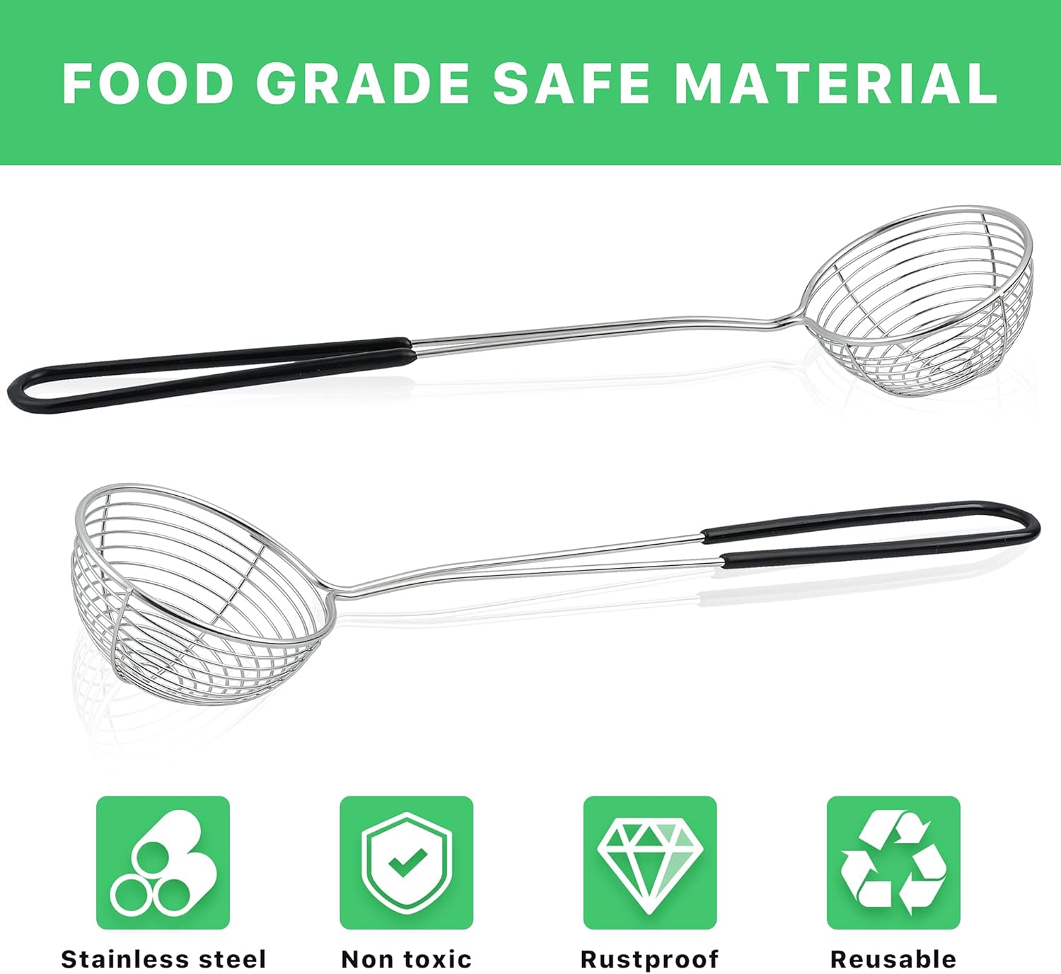 12 Pieces Hot Pot Strainer Scoops, 2.5 Inch Stainless Steel Spider Strainer Skimmer, Hot Pot Ladle with Insulated Handle for Kitchen Cooking Frying Food
