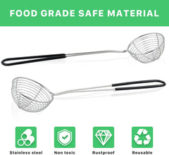 12 Pieces Hot Pot Strainer Scoops, 2.5 Inch Stainless Steel Spider Strainer Skimmer, Hot Pot Ladle with Insulated Handle for Kitchen Cooking Frying Food