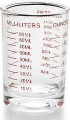 1 PACK Measuring Cup Shot Glass 3 Ounce/90ML Liquid Heavy Glass Red Scale