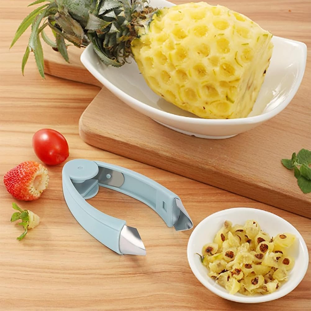 1 Pack Strawberry Huller Stem Remover Tool, Pineapple Eye Remover Peeler, Stainless Steel Strawberry Corer, Fruit and Vegetable Eye Peeler, Portable Fruit Vegetable Tweezers for Home Kitchen