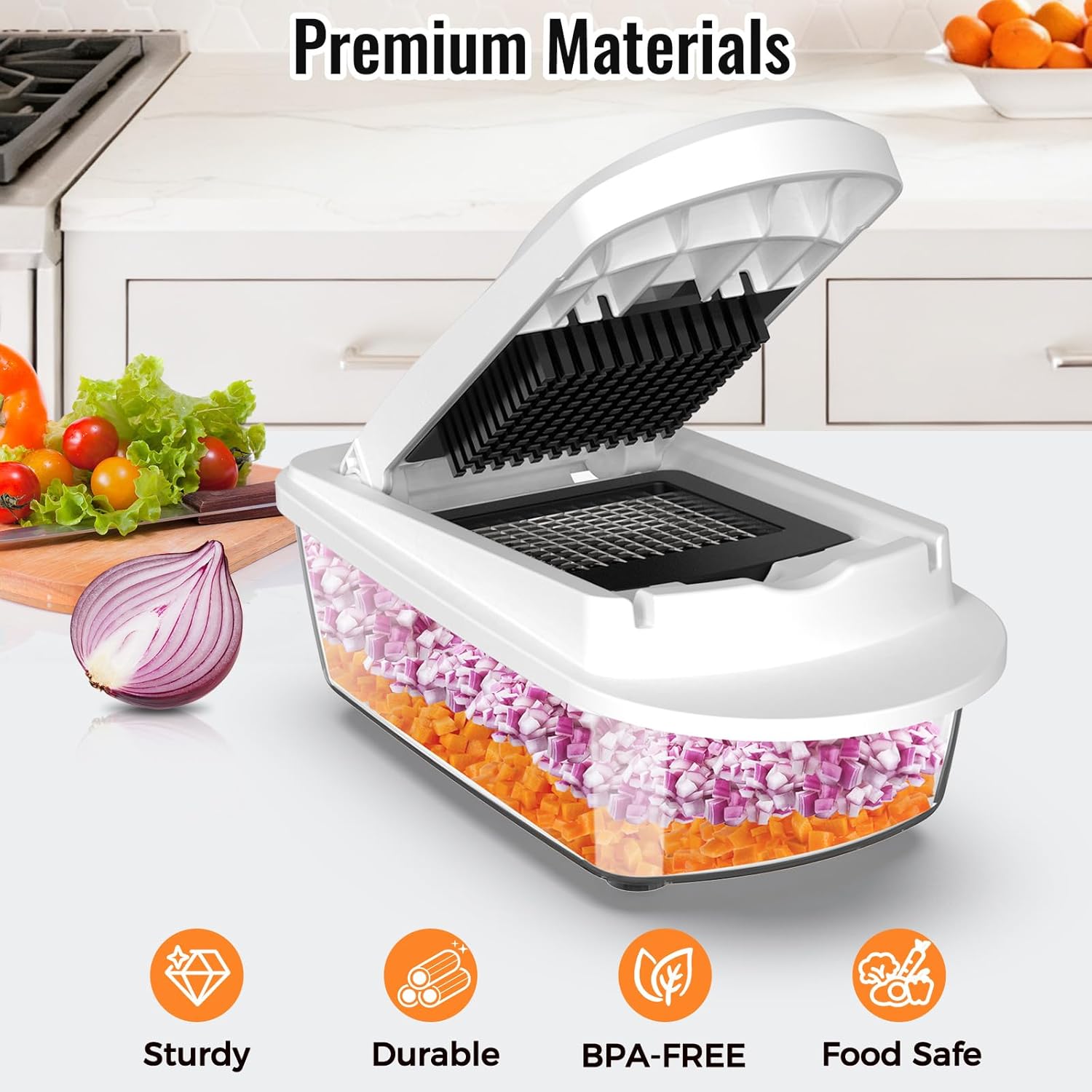 12 Blade All-in-1 Vegetable Chopper Mandoline Slicer with Container, Spiralizer with Containers, Food Chopper, Onion Chopper, Veggie Cutter for Salad, Kitchen Gadgets Accessories Essentials, Black