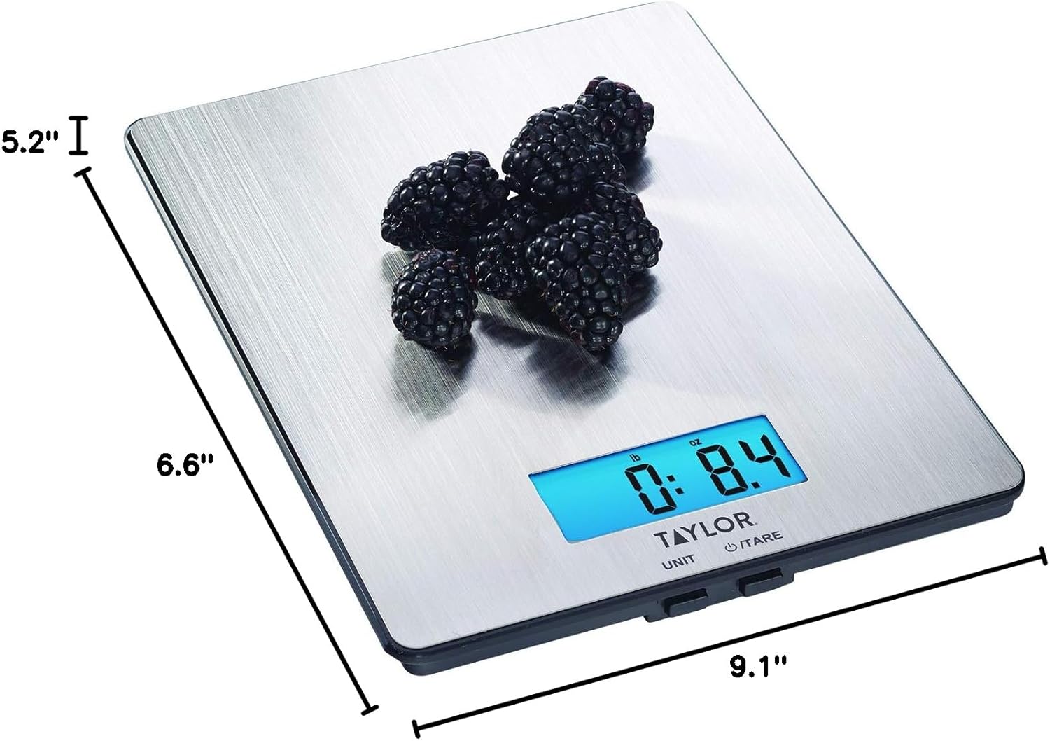 11lb Stainless Steel Digital Kitchen Scale, Ultra-Thin, Silver