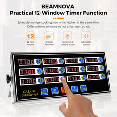 12-Channel Commercial Digital Kitchen Timer for Restaurant | Food Timer for Cooking, Countdown Fryer Timing Reminder, Adjustable Loud Alarm, Stainless Steel Waterproof Button Control