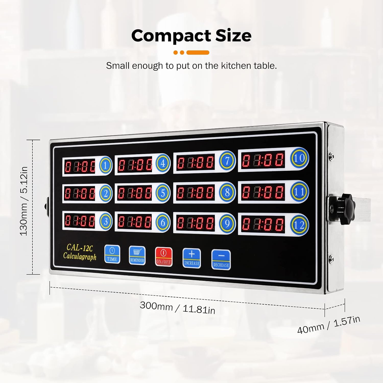 12-Channel Commercial Digital Kitchen Timer for Restaurant | Food Timer for Cooking, Countdown Fryer Timing Reminder, Adjustable Loud Alarm, Stainless Steel Waterproof Button Control