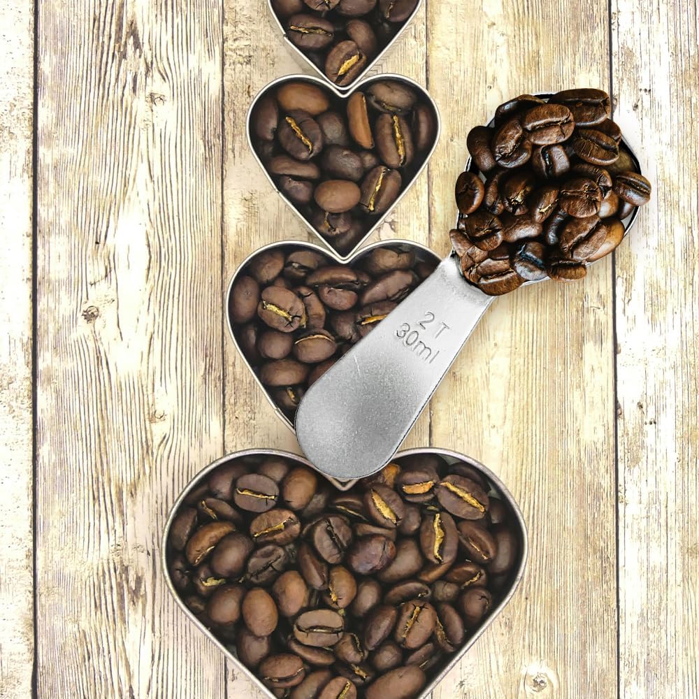 1 Pack Coffee Scoop, 2 Tablespoon, Stainless Steel Measuring Spoons for Ground Coffee, Sugar, Protein Powder, Tea Leaves (1, Silver, 30 ml)
