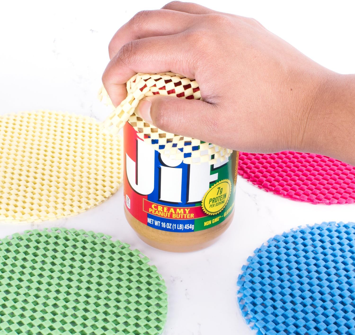 12 Pack Multi-Purpose Manual Jar Gripper Pad Rounds, Bottle Openers, Blue/Green/Red/Yellow