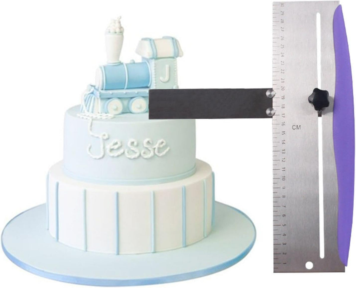 12 Inch Stainless Steel Cake Scraper & Smoother Adjustable Icing Tool | Adjustable Cake Smoother with Scale and Smooth Edge for Icing, Frosting, Cream, Mousse and Cakes,Hanging Hole,Easy Clean