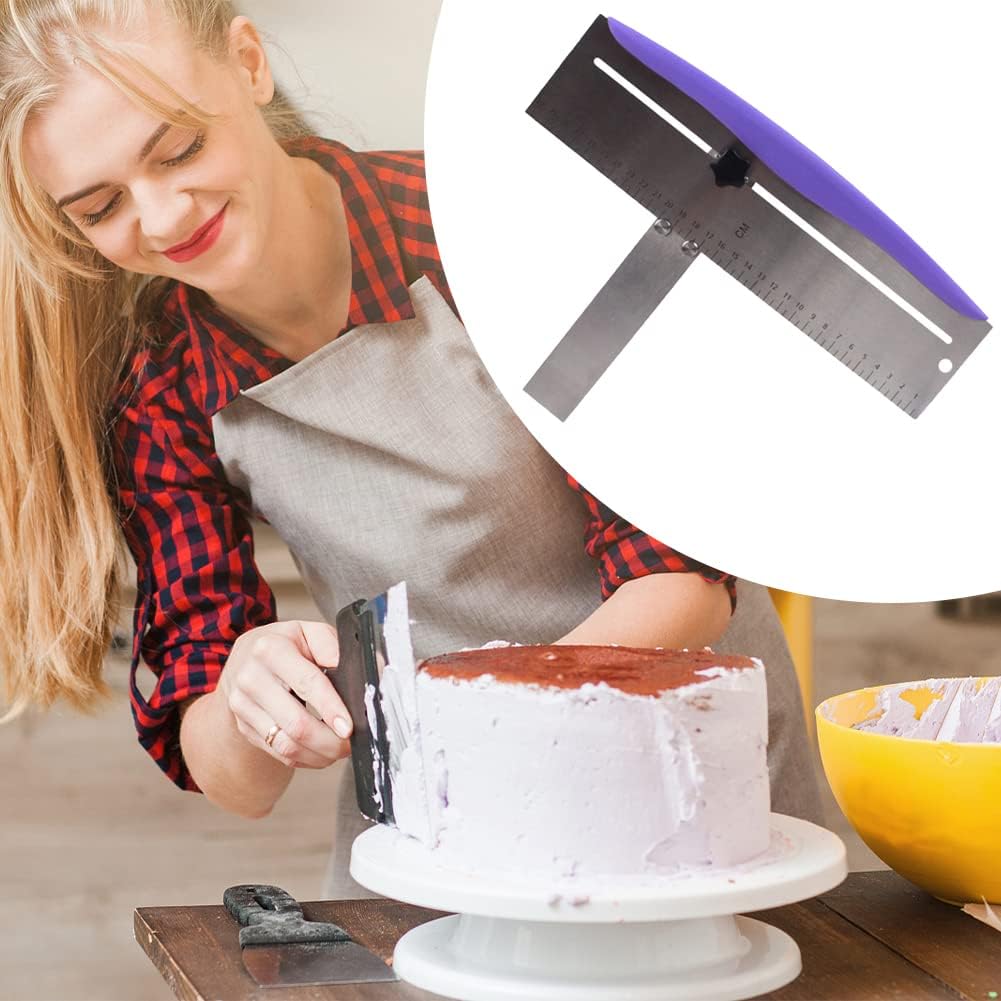 12 Inch Stainless Steel Cake Scraper & Smoother Adjustable Icing Tool | Adjustable Cake Smoother with Scale and Smooth Edge for Icing, Frosting, Cream, Mousse and Cakes,Hanging Hole,Easy Clean