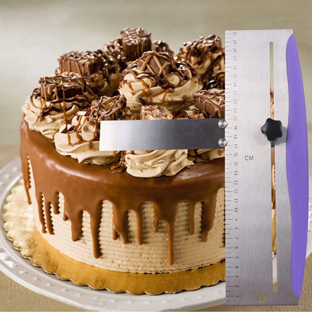 12 Inch Stainless Steel Cake Scraper & Smoother Adjustable Icing Tool | Adjustable Cake Smoother with Scale and Smooth Edge for Icing, Frosting, Cream, Mousse and Cakes,Hanging Hole,Easy Clean