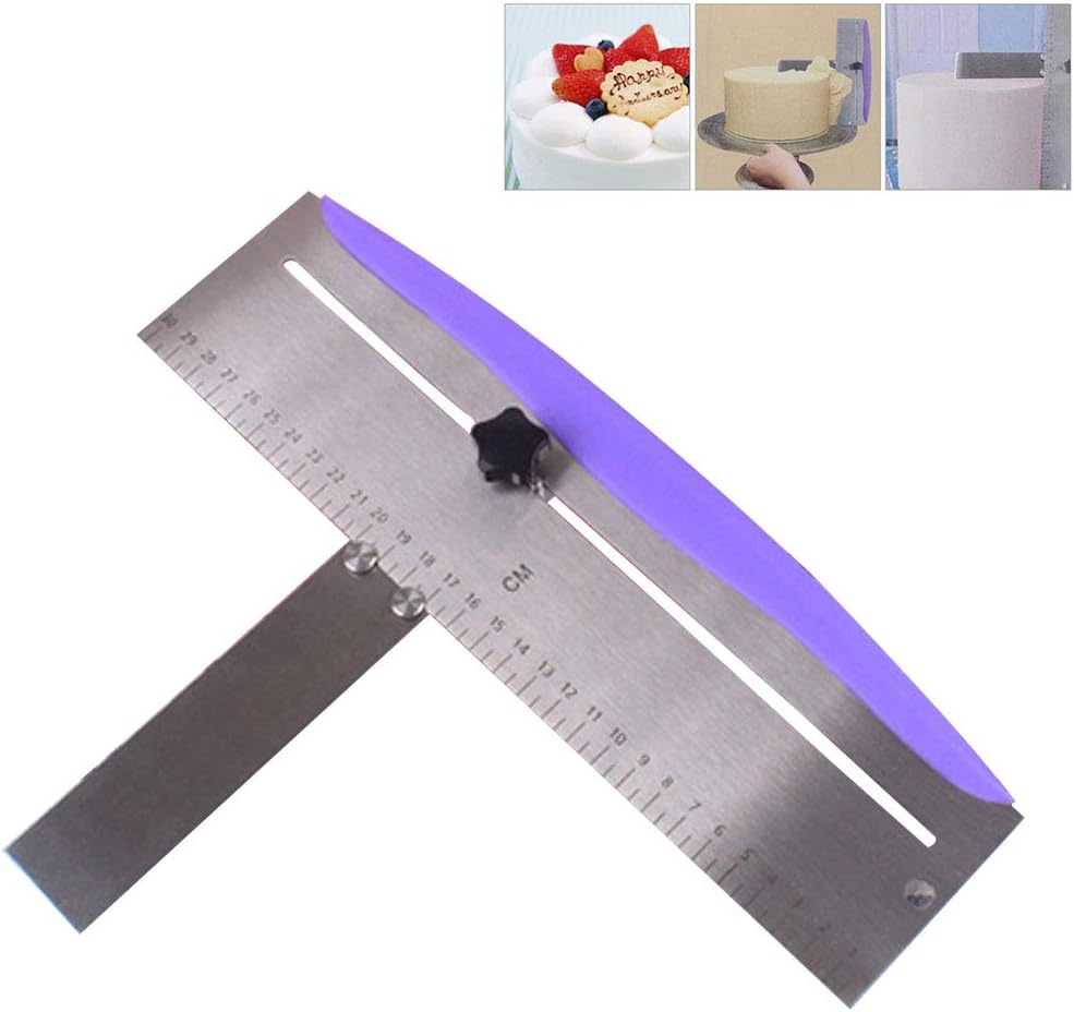 12 Inch Stainless Steel Cake Scraper & Smoother Adjustable Icing Tool | Adjustable Cake Smoother with Scale and Smooth Edge for Icing, Frosting, Cream, Mousse and Cakes,Hanging Hole,Easy Clean