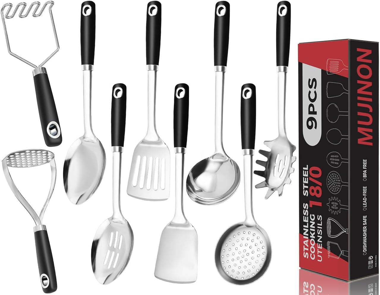 14-in Spatula Set, 18/0 Stianless Steel Heavy Duty Turner & Slotted Spatula, Kitchen Cooking Utensils Set, High Heat Resistant, Grilling Frying Serving Food, Pack of 2