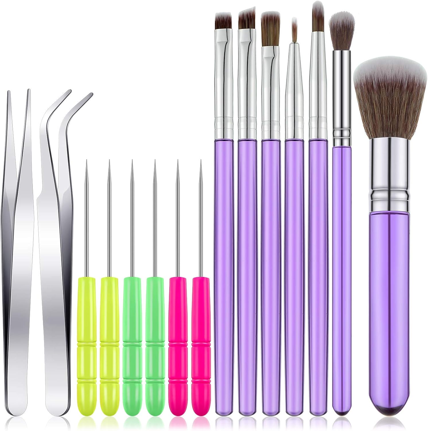 15 Pcs Decorating Brushes Fondant Tool Set for Cake Baking Dust Pastry Decor, Includes Pastry Brush, Cookie Scriber, Mixing Needle, and Tweezers for Biscuit Cake Kitchen Bakery Tools(Blue)