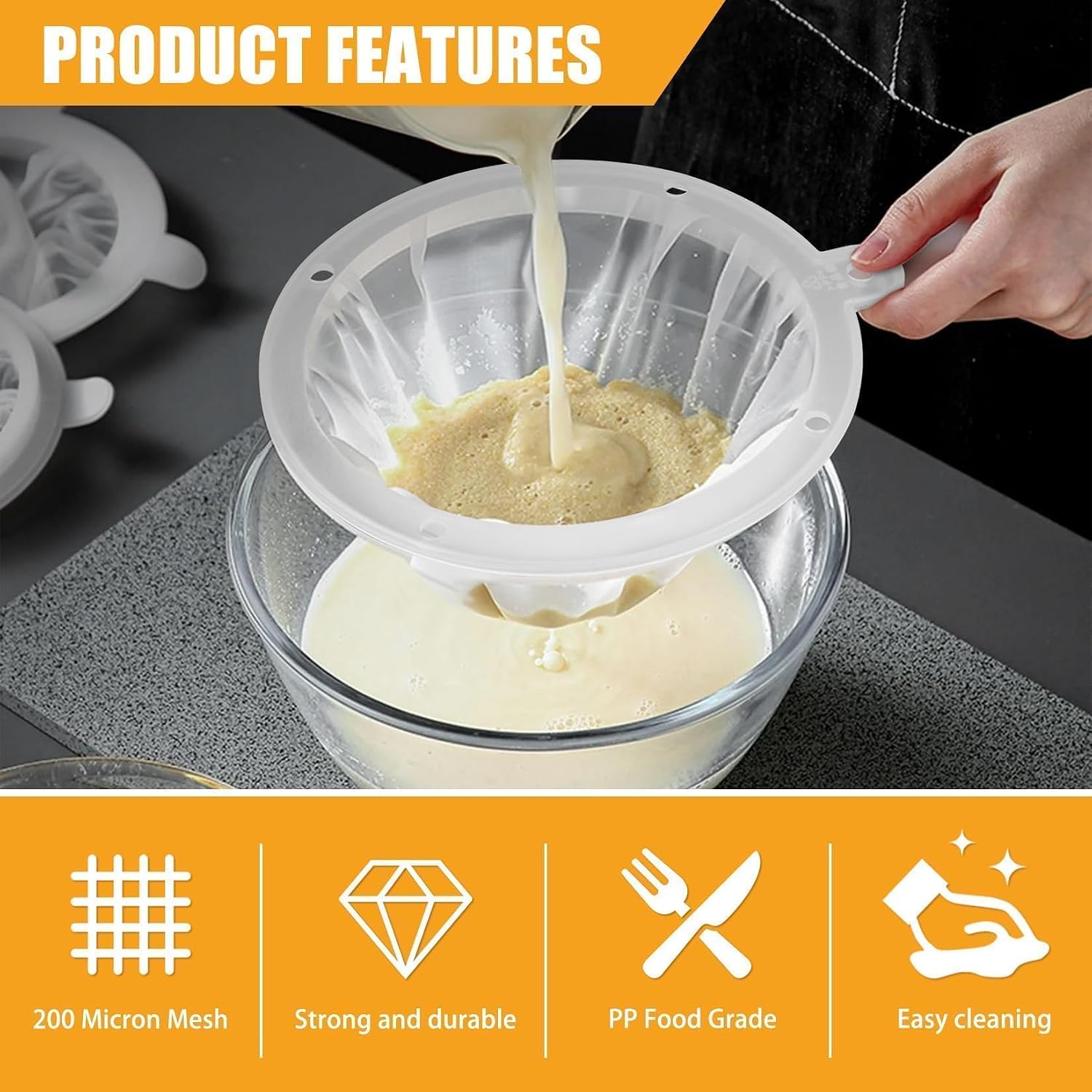1 Piece 200 Mesh Strainer 75 Micron Filter for 5 Inch Funnel | Funnel Fine Filter for Cooking Oil Milk Juice Wine Cheese Whey Grease Coffee