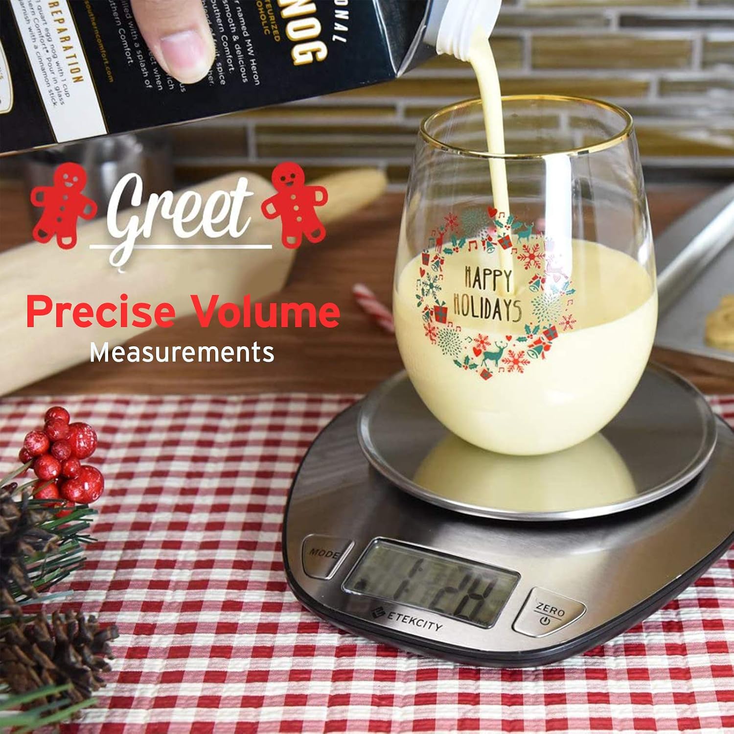 11lb/5kg Stainless Steel Digital Kitchen Food Scales, with Liquid Volume Measurement Function, Auto Zero/Tare and Large Backlight LCD Display, Silver