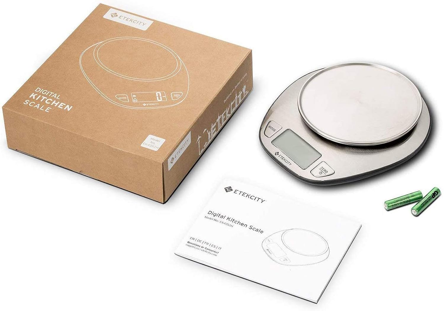 11lb/5kg Stainless Steel Digital Kitchen Food Scales, with Liquid Volume Measurement Function, Auto Zero/Tare and Large Backlight LCD Display, Silver