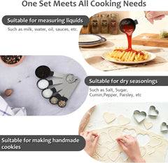 10 Piece Plastic Measuring Cups Spoons with Stainless Steel Handle | Food Grade Material, Stackable Kitchen Gadgets Measure Tools for Cooking & Baking