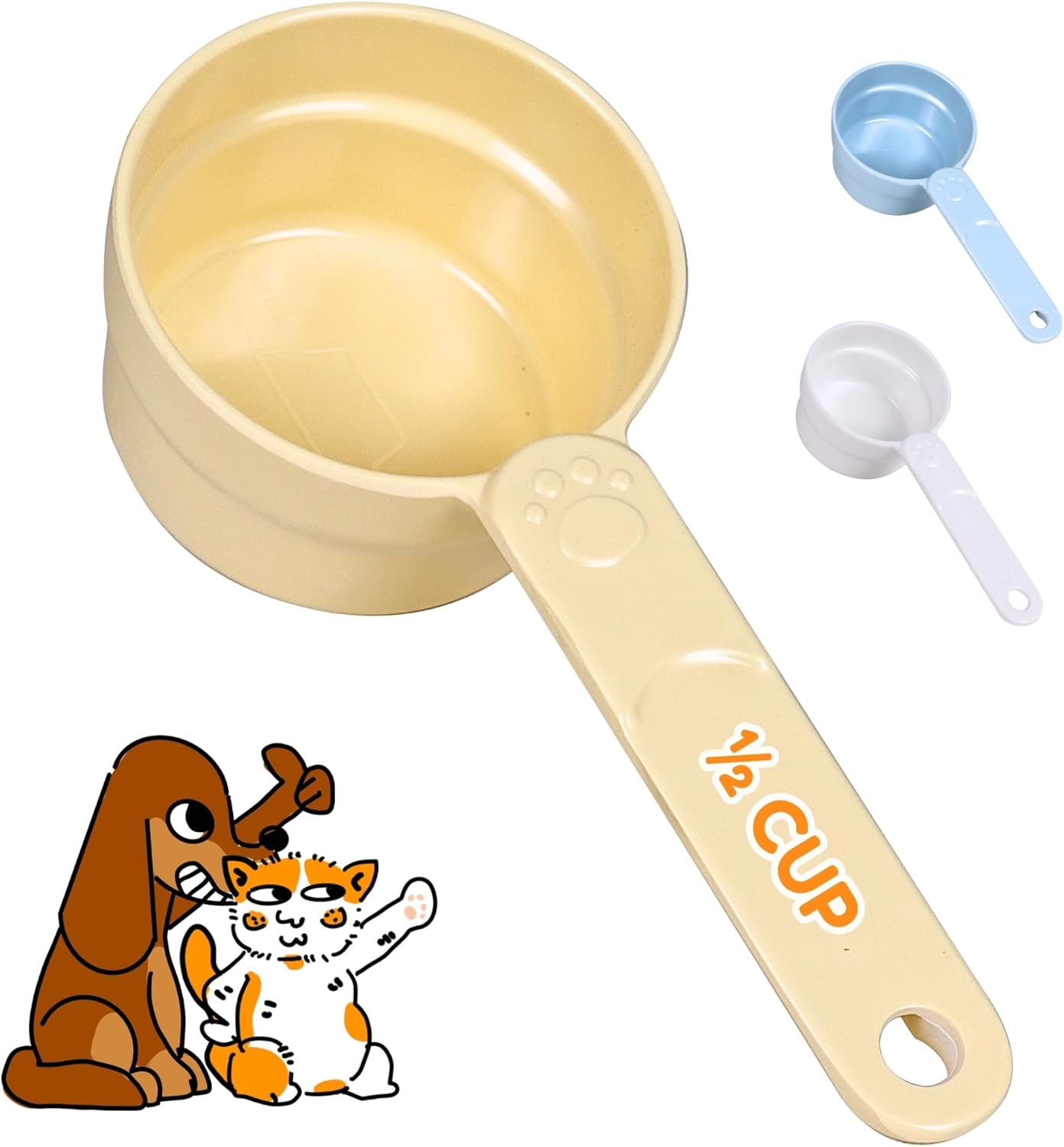 1/2 Cup Dog Food Scoop, Extra Long Handle Sturdy Melamine Pet Food Measuring Scoop with Clear Marking Lines, BPA-Free, Shatterproof, Dishwasher Safe (Pink, 1/2 Cup)