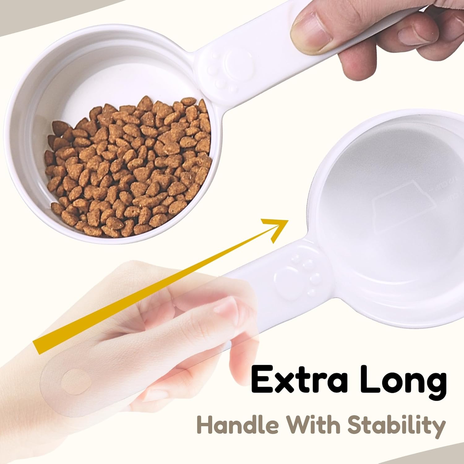 1/2 Cup Dog Food Scoop, Extra Long Handle Sturdy Melamine Pet Food Measuring Scoop with Clear Marking Lines, BPA-Free, Shatterproof, Dishwasher Safe (Pink, 1/2 Cup)