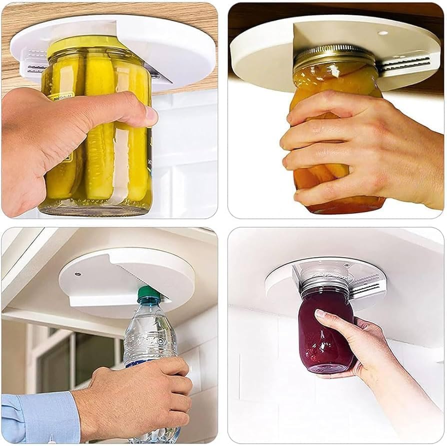 1 Pack Easy Grip Jar Opener for Seniors - Under Cabinet Jar Openers for Weak Hands, Arthritis jar opener, One Handed Gadgets & Bottle Opener - Kitchen Gadgets for Home Assistance