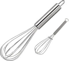 10 inch Stainless Steel Whisk, 5 inches for mixing small amounts of liquids, milkshakes, coffee, juice, etc. 2-piece set (buy 10 inches and get 5 inches as a gift) silver