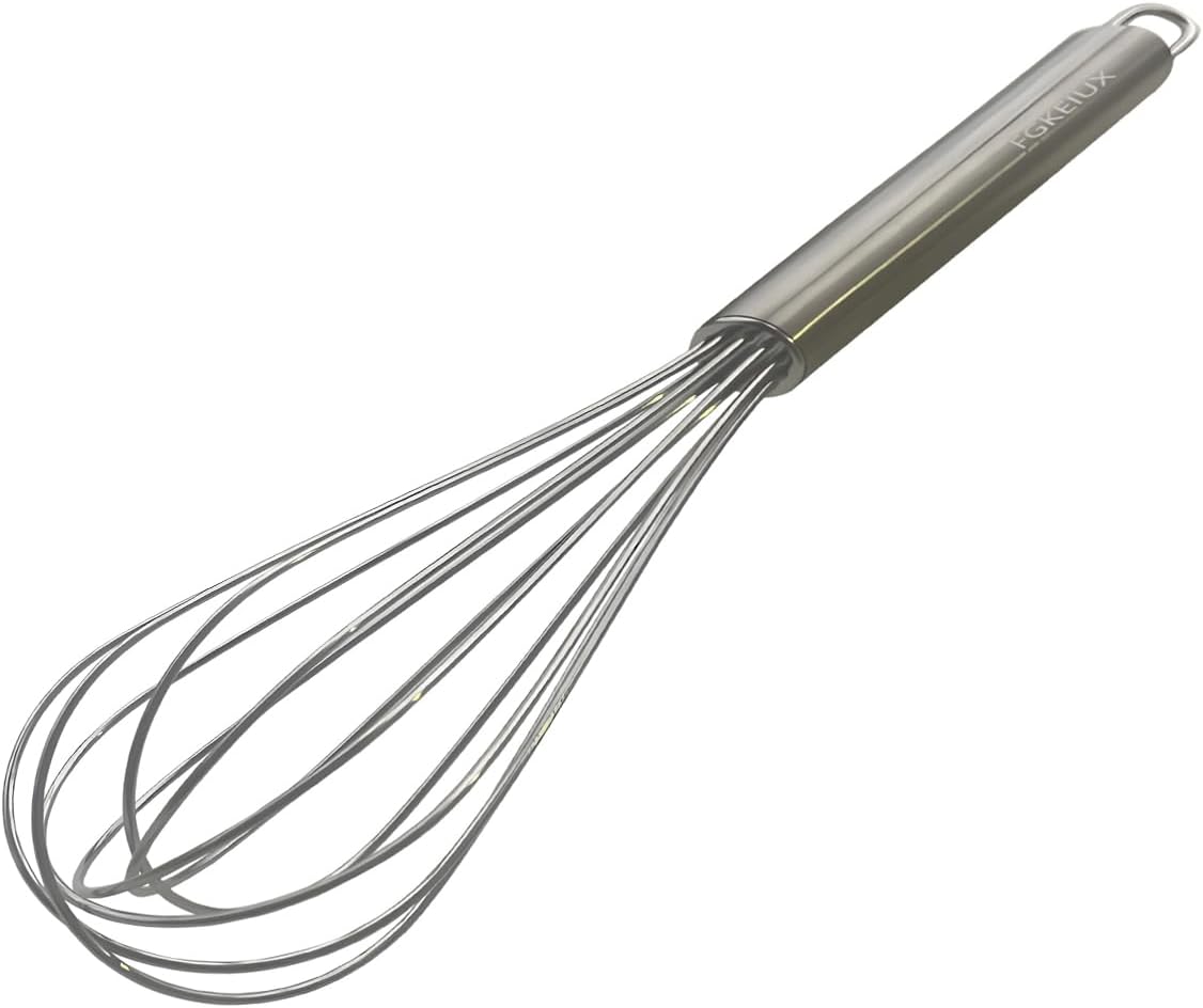 10 inch Stainless Steel Whisk, 5 inches for mixing small amounts of liquids, milkshakes, coffee, juice, etc. 2-piece set (buy 10 inches and get 5 inches as a gift) silver