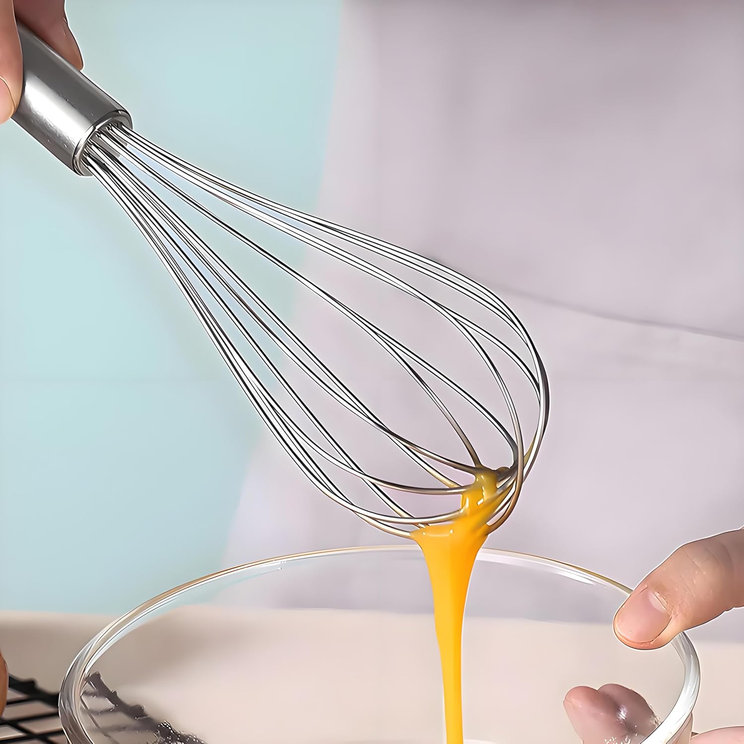 10 inch Stainless Steel Whisk, 5 inches for mixing small amounts of liquids, milkshakes, coffee, juice, etc. 2-piece set (buy 10 inches and get 5 inches as a gift) silver