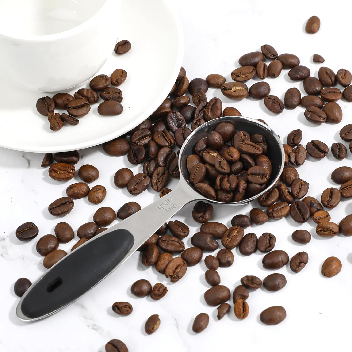1 Tbsp Long Handle Measuring Spoon, Stainless Steel Table Spoon | 3 Tsp | 15 Ml |15 Cc| 0.5 Oz Coffee Scoop with Non-slip Handle for Coffee Brewing, Cooking, Baking
