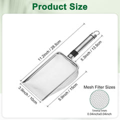 1-Pack Gardening Soil Sifter, 1 mm Mesh Stainless Steel Sand Soil Compost Sieve with Stainless Steel Handle for Sand/Dirt/Rock Compost Silver Tone
