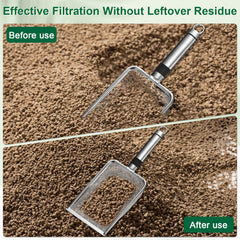 1-Pack Gardening Soil Sifter, 1 mm Mesh Stainless Steel Sand Soil Compost Sieve with Stainless Steel Handle for Sand/Dirt/Rock Compost Silver Tone