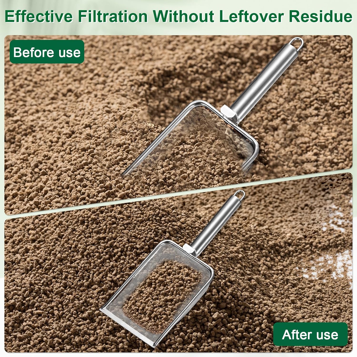 1-Pack Gardening Soil Sifter, 1 mm Mesh Stainless Steel Sand Soil Compost Sieve with Stainless Steel Handle for Sand/Dirt/Rock Compost Silver Tone