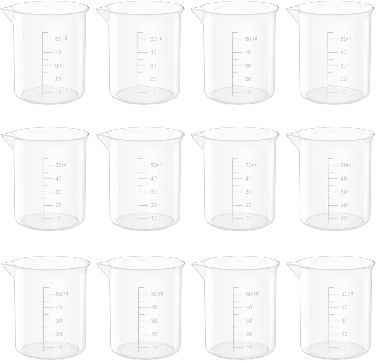 12 Pcs 1.7 Oz Transparent Experiment Measuring Cup | 50ml Plastic Beaker for Science Experiment, Measuring