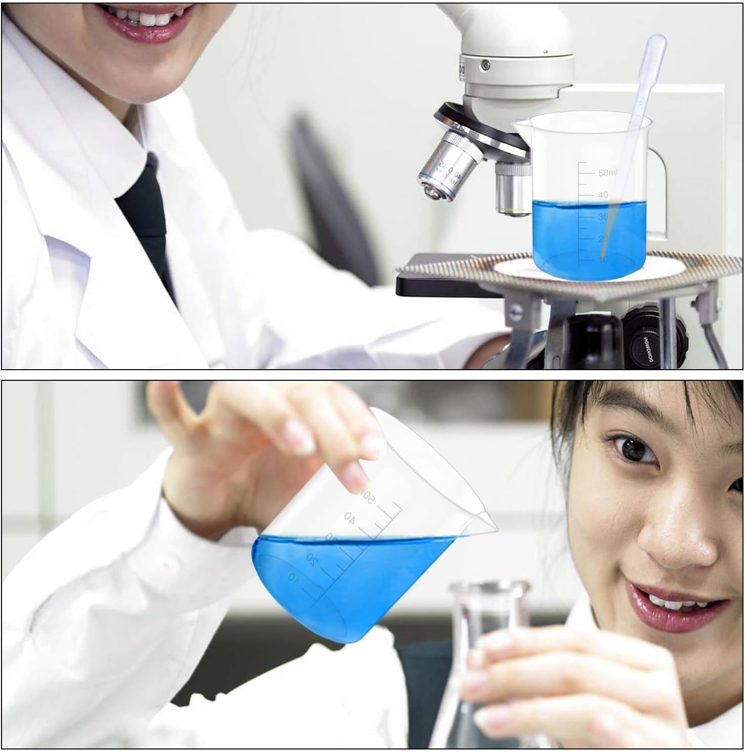 12 Pcs 1.7 Oz Transparent Experiment Measuring Cup | 50ml Plastic Beaker for Science Experiment, Measuring