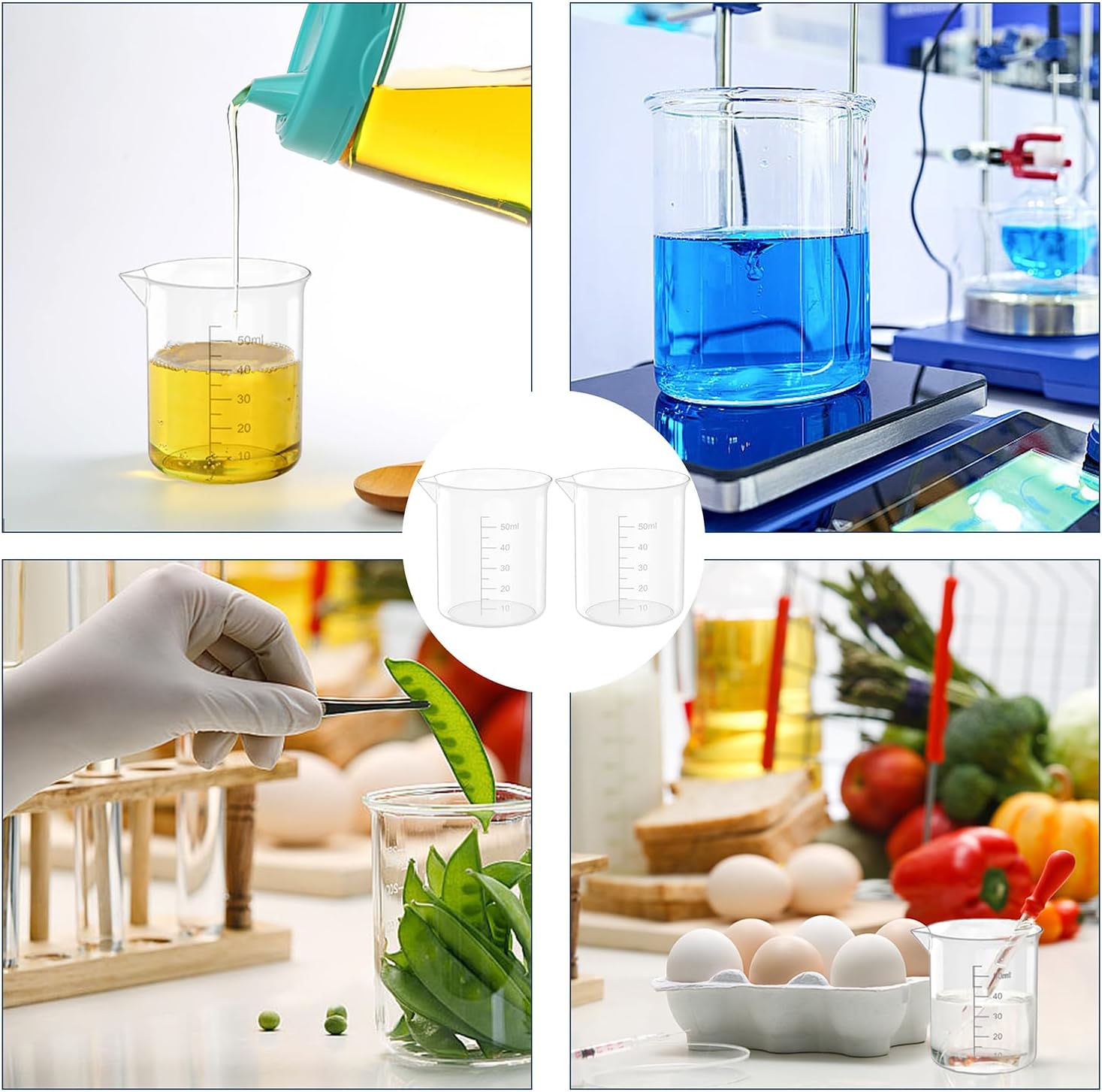 12 Pcs 1.7 Oz Transparent Experiment Measuring Cup | 50ml Plastic Beaker for Science Experiment, Measuring