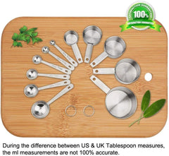 11 Piece Stainless Steel Measuring Spoons Cups Set, Premium Stackable Tablespoons Measuring Set for Gift Dry Liquid Ingredients Cooking Baking