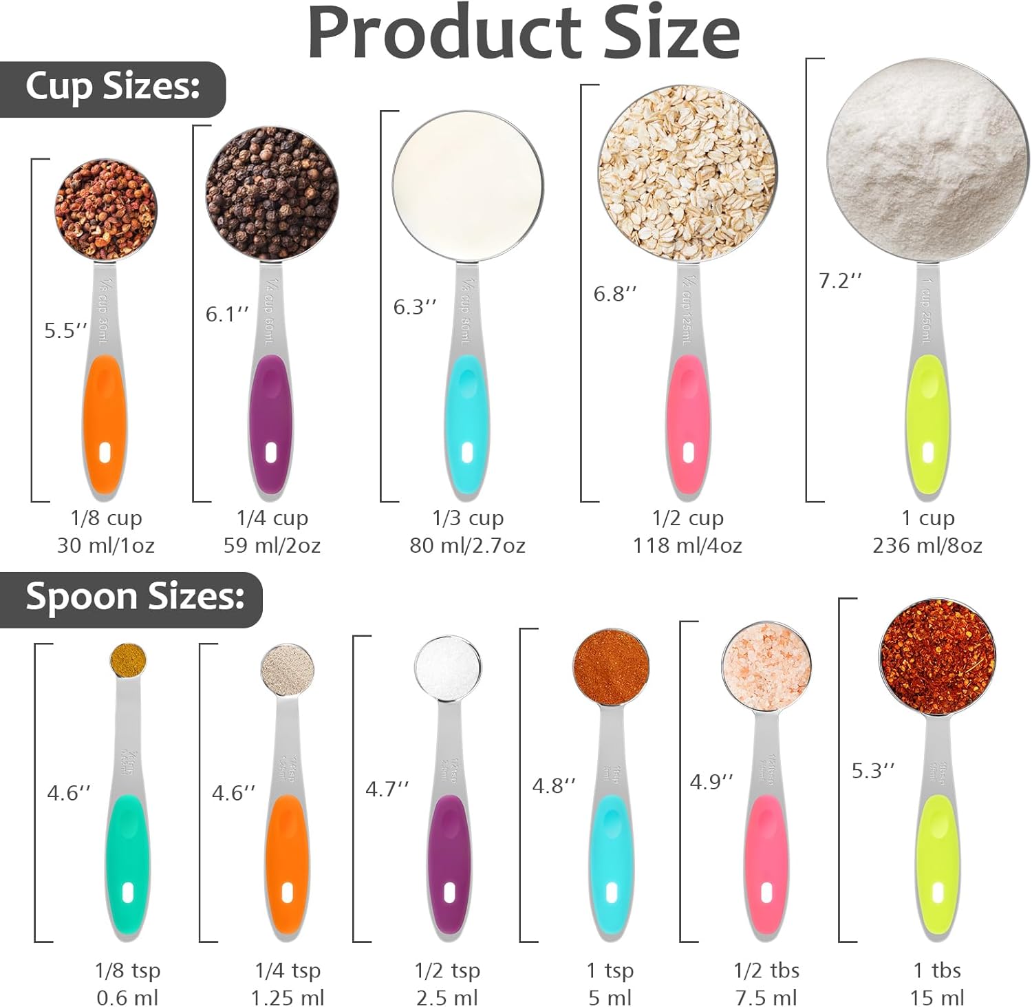 11 Piece Stainless Steel Measuring Spoons Cups Set, Premium Stackable Tablespoons Measuring Set for Gift Dry Liquid Ingredients Cooking Baking