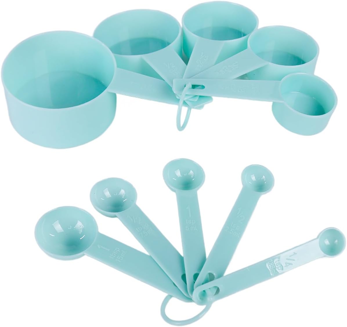 10pcs Measuring Cups and Spoons Set, BPA-Free Plastic Kitchen Baking Tools with Engraved Markings, Stackable Design for Dry & Liquid Ingredients (Pink)