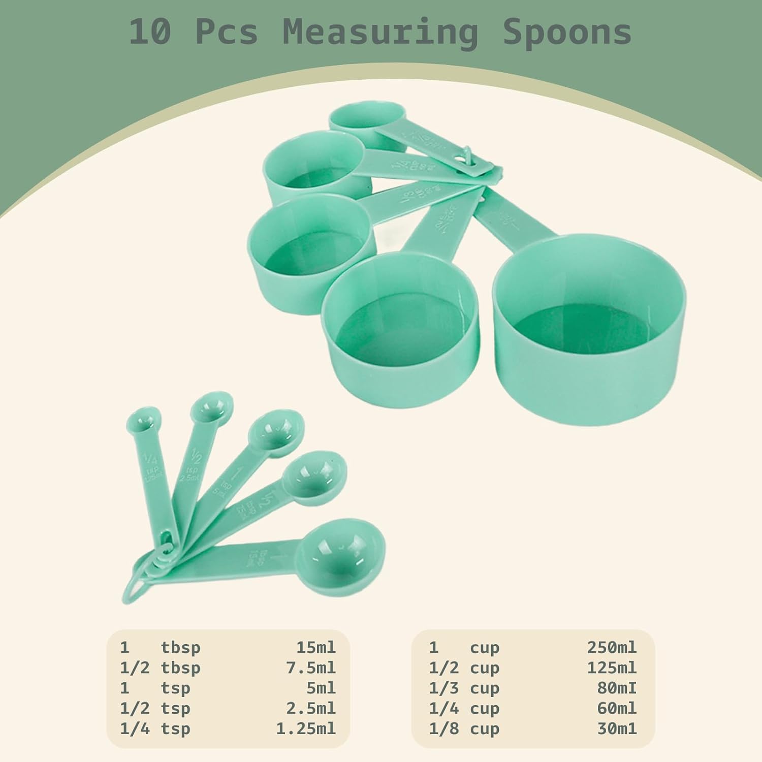 10pcs Measuring Cups and Spoons Set, BPA-Free Plastic Kitchen Baking Tools with Engraved Markings, Stackable Design for Dry & Liquid Ingredients (Pink)
