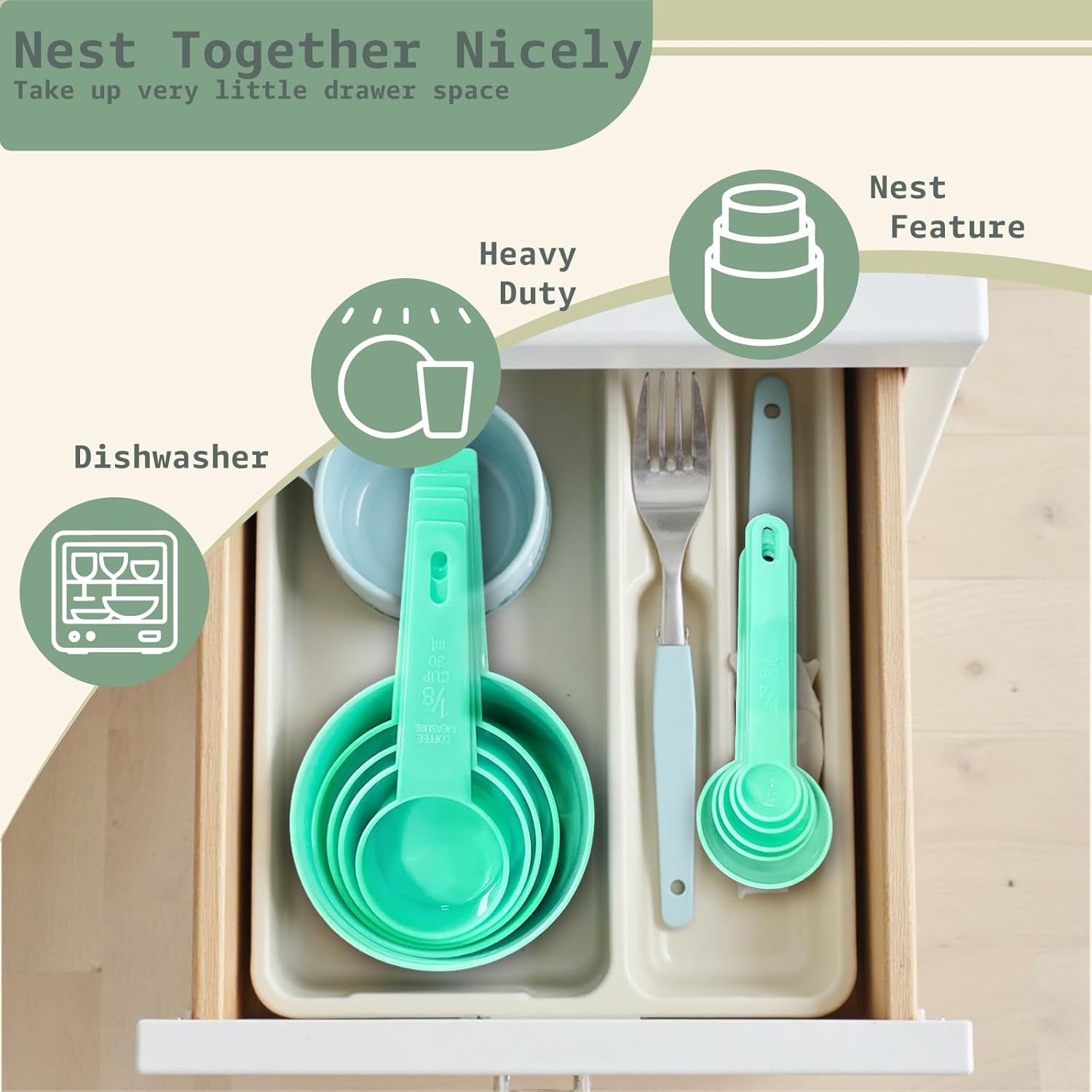 10pcs Measuring Cups and Spoons Set, BPA-Free Plastic Kitchen Baking Tools with Engraved Markings, Stackable Design for Dry & Liquid Ingredients (Pink)